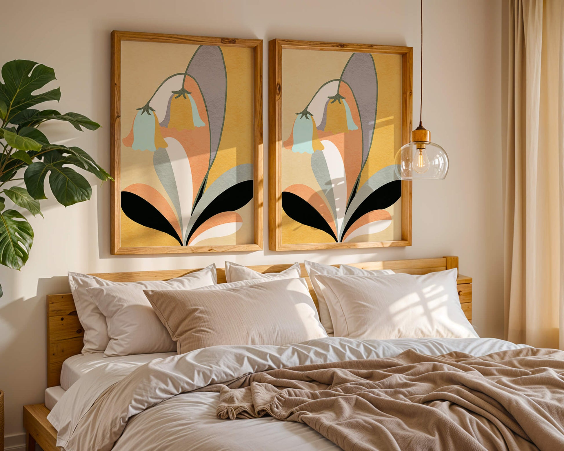 Abstract floral pattern with pastel colors and modern design