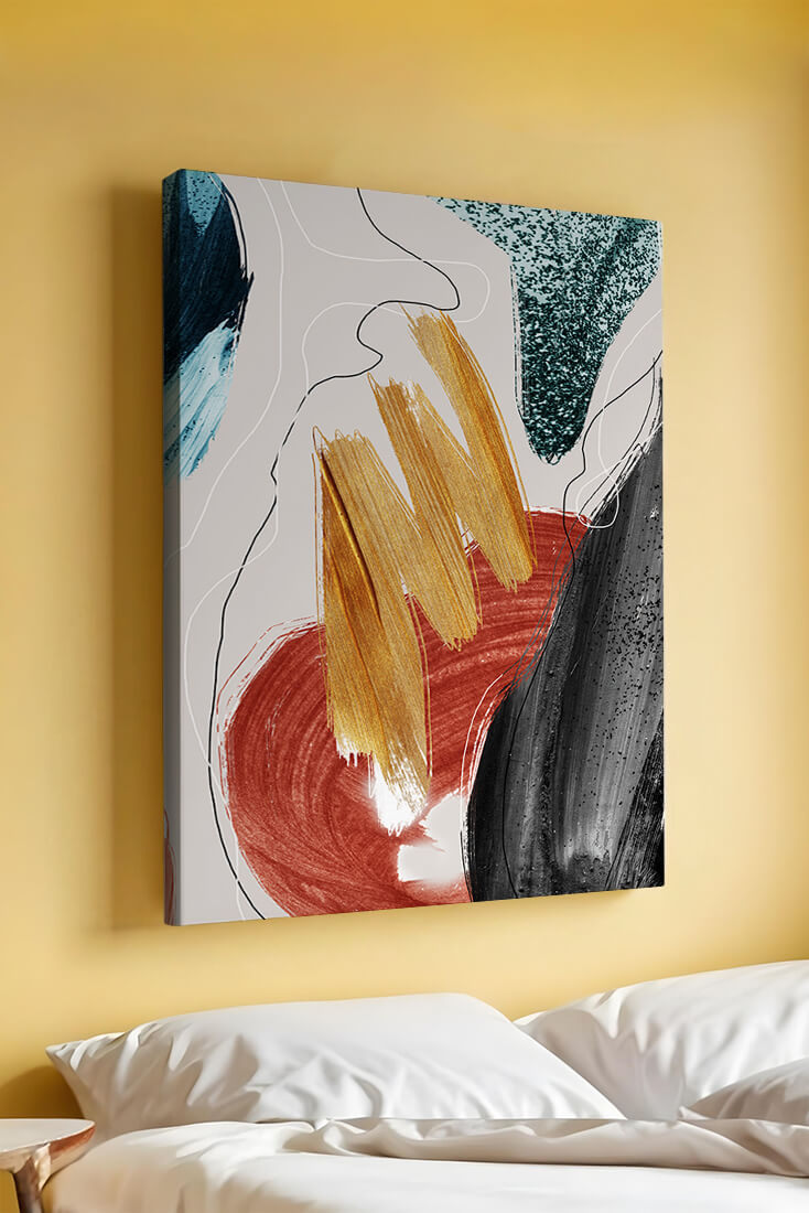 Colorful Abstract Composition with Gold Accents