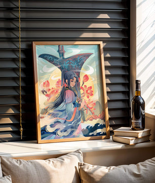 Art fantastique élégant : femme en tenue traditionnelle avec fond floral