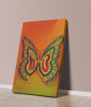 Vibrant butterfly depiction with colorful abstract background