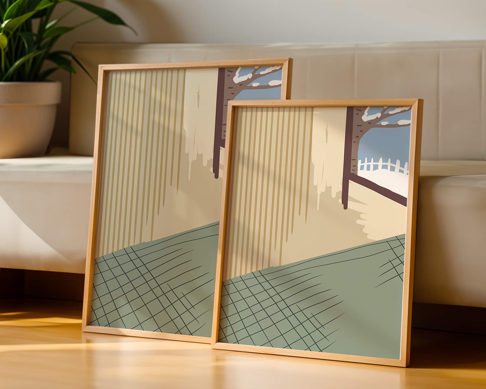 Interior Scene with Winter View Through a Window