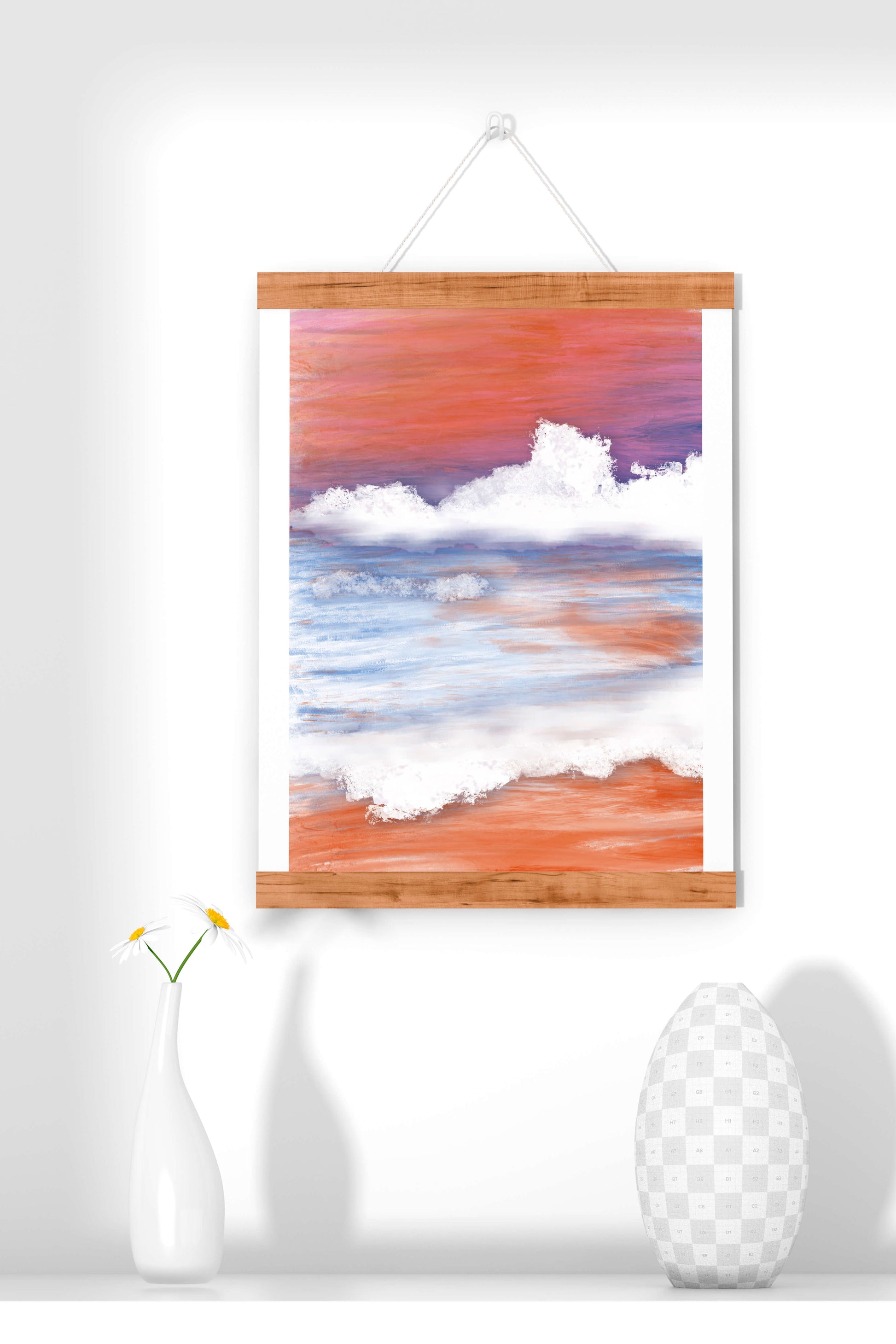 Calming Ocean Waves with Serene Sunset Sky