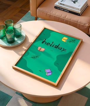 Diseño temático de vacaciones colorido con libros y hojas