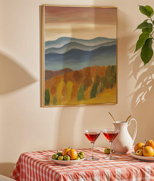 Autumn Mountain Landscape with Vibrant Trees and Colorful Sky