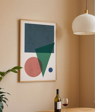 Abstract Geometric Composition with Overlapping Shapes on Textured Background - Mi tienda