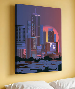 Modern Cityscape at Sunset with Skyscrapers and Vibrant Sky - Mi tienda