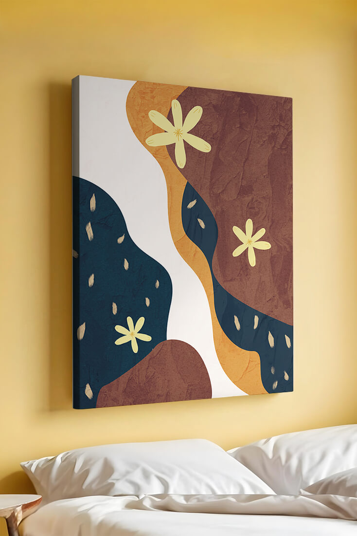 Abstract Floral Composition with Bold Colors and Textures