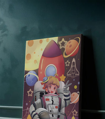Astronaut Girl Illustration with Space Theme