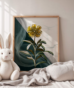 Elegant golden flower art with abstract background