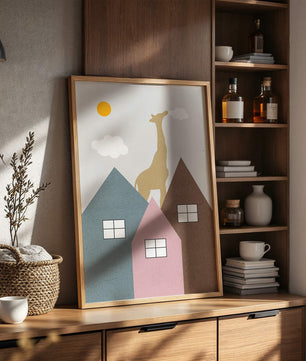 Giraffe Among Colorful Houses Under the Sun - Mi tienda