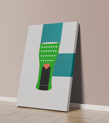Green vase with heart pattern and minimalistic design