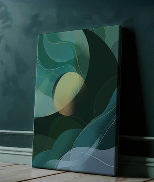 Formas fluidas abstractas verdes y azules con efecto degradado