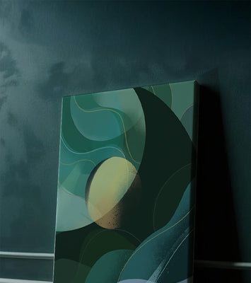 Abstract green and blue fluid shapes with gradient effect
