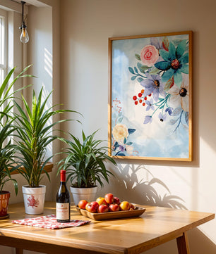 Watercolor floral illustration with vibrant flowers and leaves
