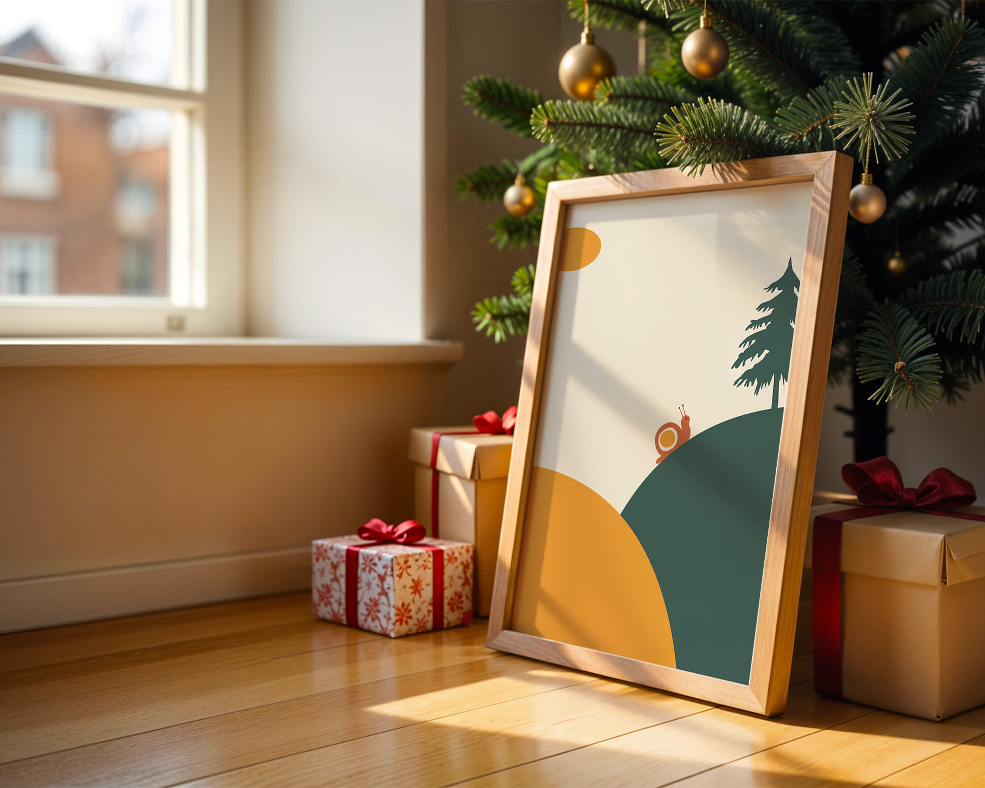 A Snail Climbing a Hill in Minimalist Nature Art - Mi tienda