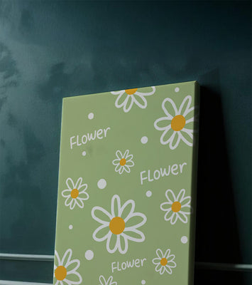 Floral pattern with daisies on a green background