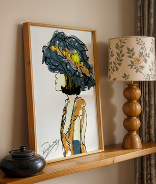Portrait of a Fashionable Woman with a Large Hat and Gold Accents