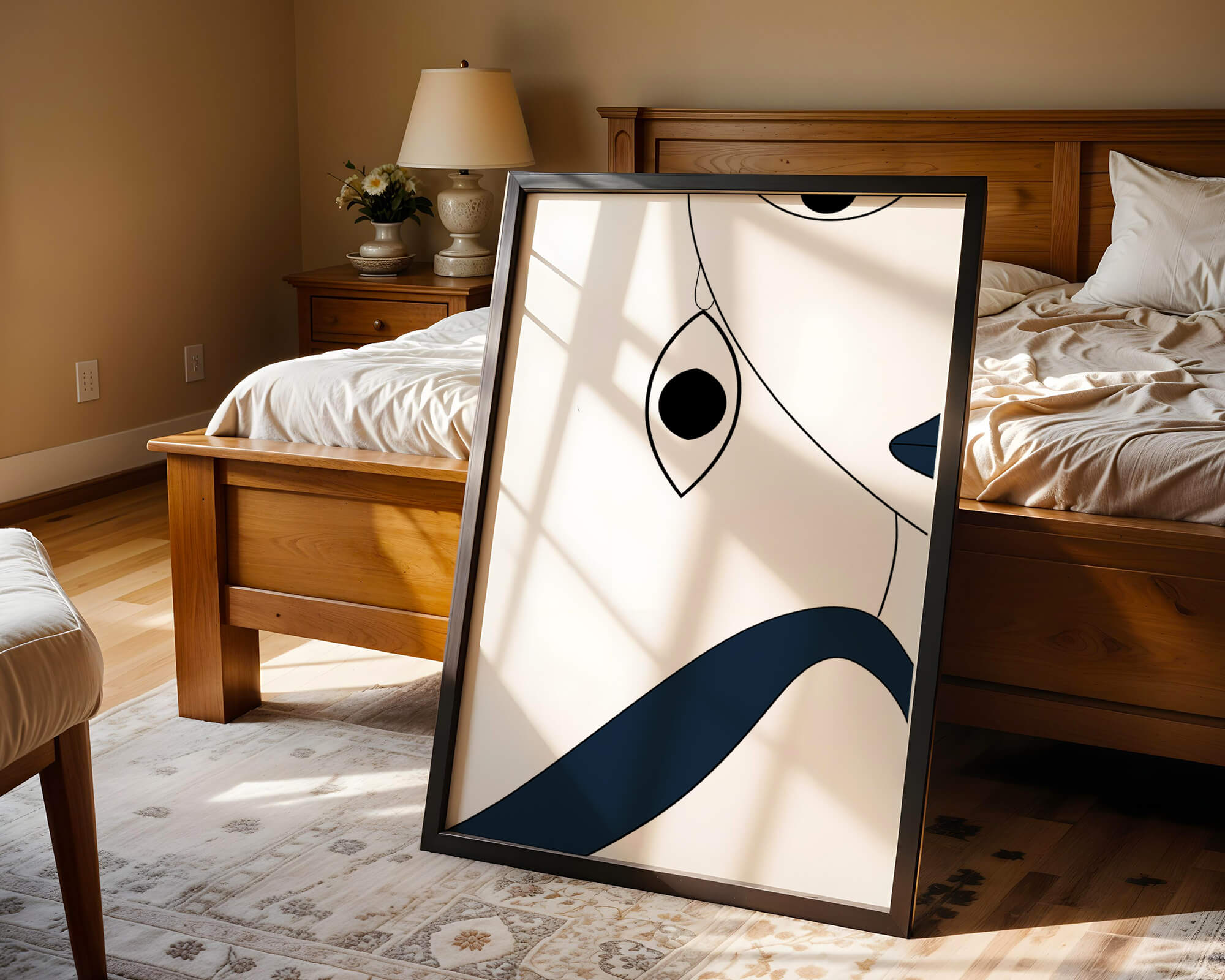 Abstract Minimalist Art with Geometric Shapes and Earring Detail - Mi tienda