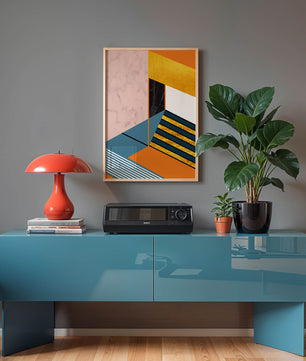 Abstraktes geometrisches Design mit Marmor- und Goldtexturen