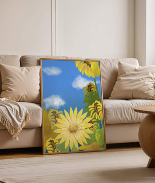 Sunny Sunflowers Against a Bright Blue Sky