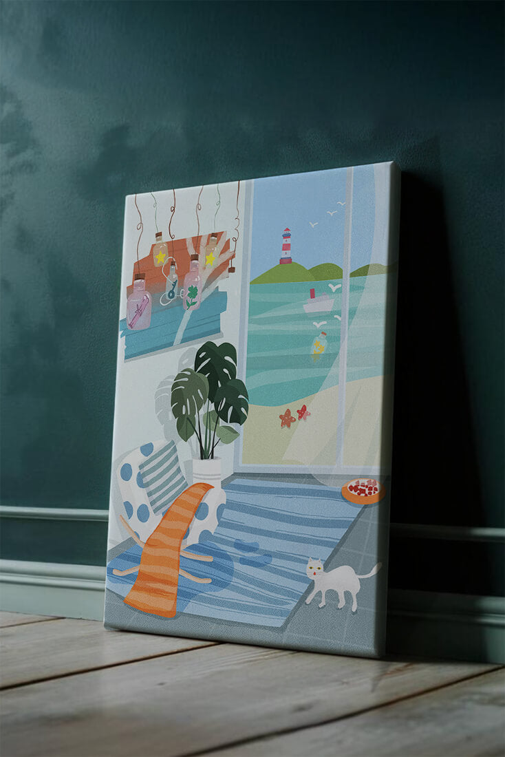 Cozy Room with Sea View and Lighthouse through the Window