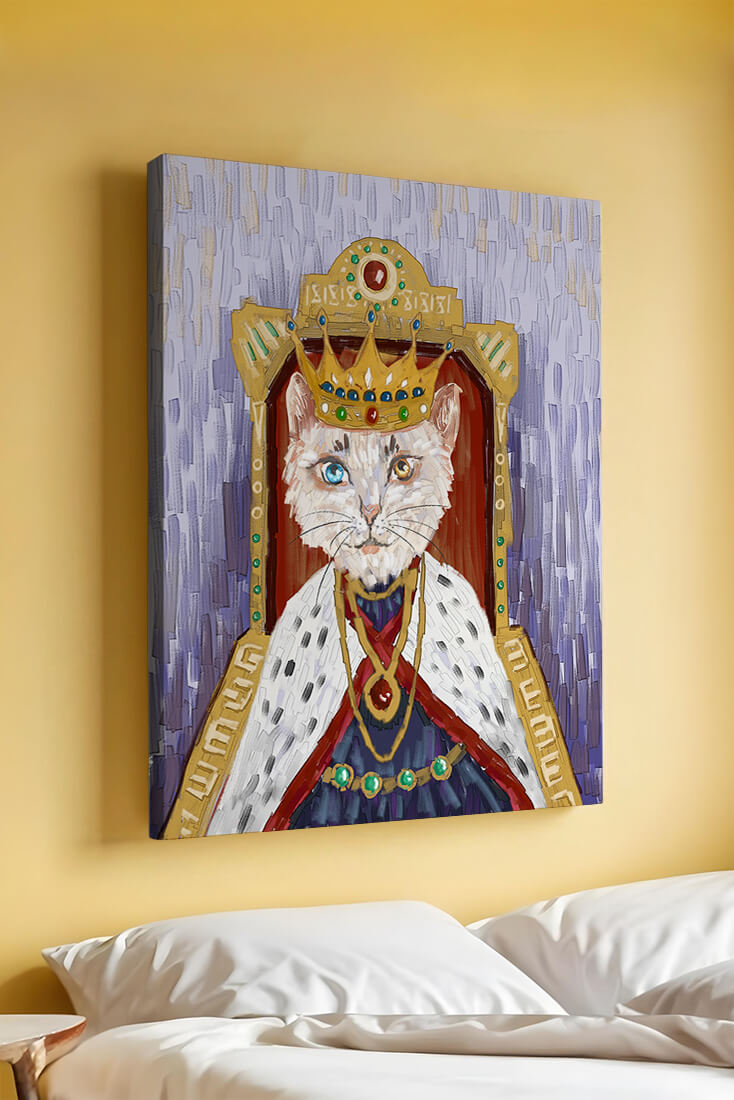 Majestic feline portrait with a golden regal crown