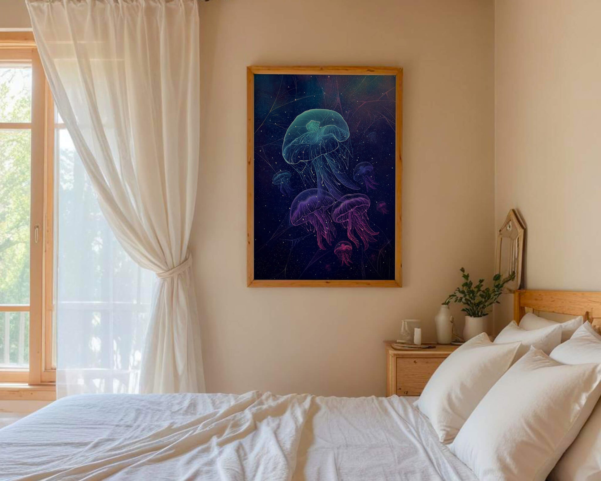Jellyfish Illuminated in Magical Ocean Scene