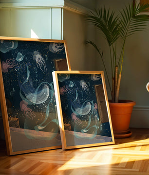 Tema de cuarto submarino con medusas y una puerta