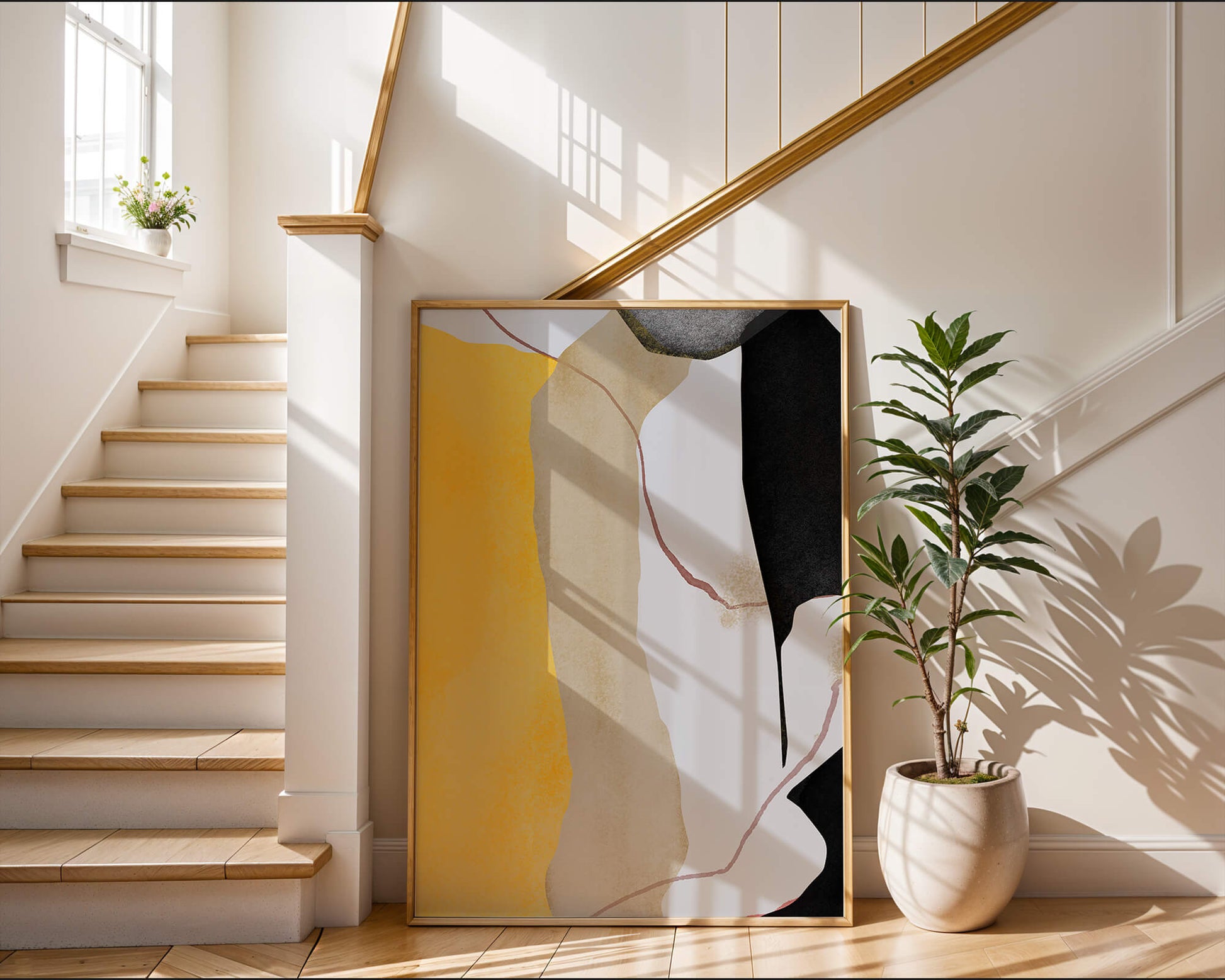 Abstract Composition with Geometric Shapes and Earth Tones