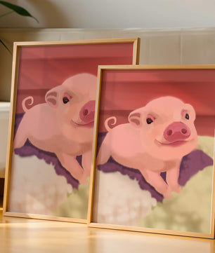 Una encantadora ilustración de un lechón con un fondo cálido