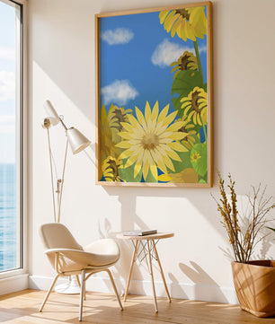 Sunny Sunflowers Against a Bright Blue Sky