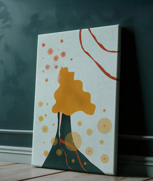 Abstract Portrait of a Woman with Flowing Golden Hair and Geometric Shapes - Mi tienda