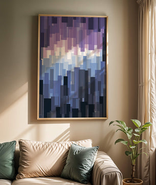 Abstrakter pixeliger Farbverlauf mit Blau- und Lilatönen