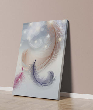 Ilustración abstracta elegante de pluma con estrellas y luz bokeh