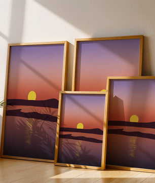 Sunset Over Tranquil Water with Vibrant Sky