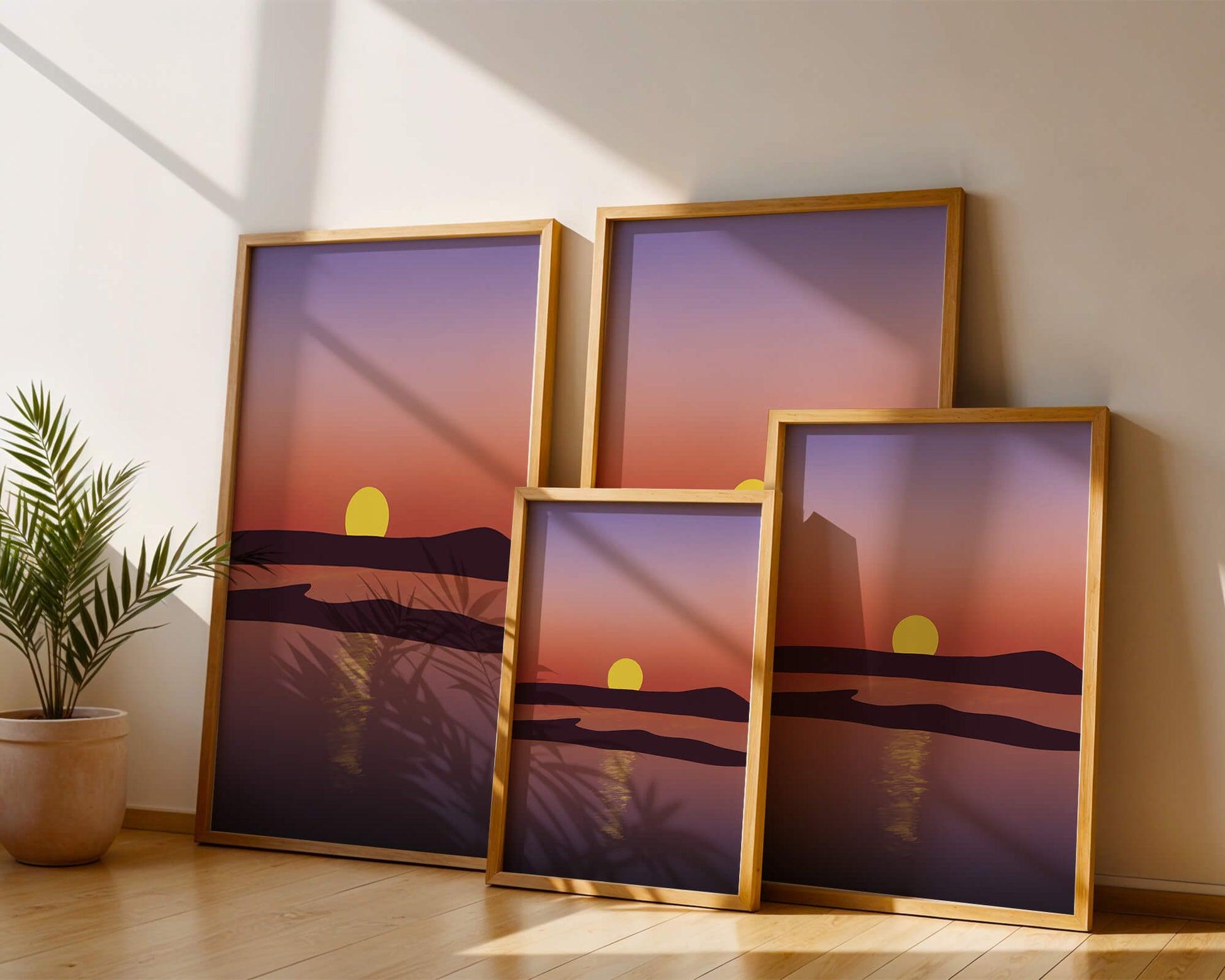 Sunset Over Tranquil Water with Vibrant Sky