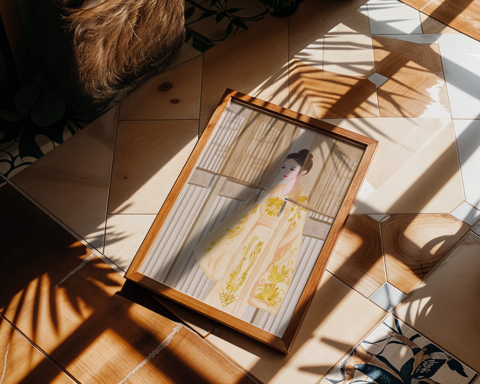 Traditional Chinese attire with gold embroidery and elegant design