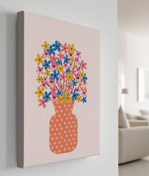 Colorful flower bouquet in a star-patterned vase