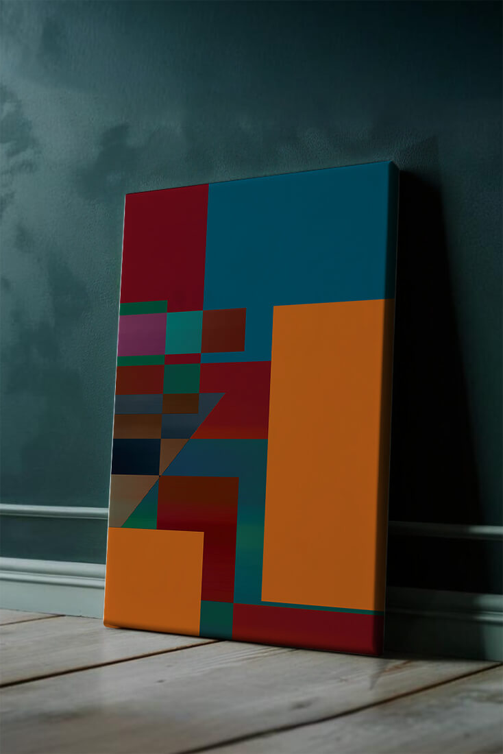 Colorful geometric abstract design with bold blocks and tones