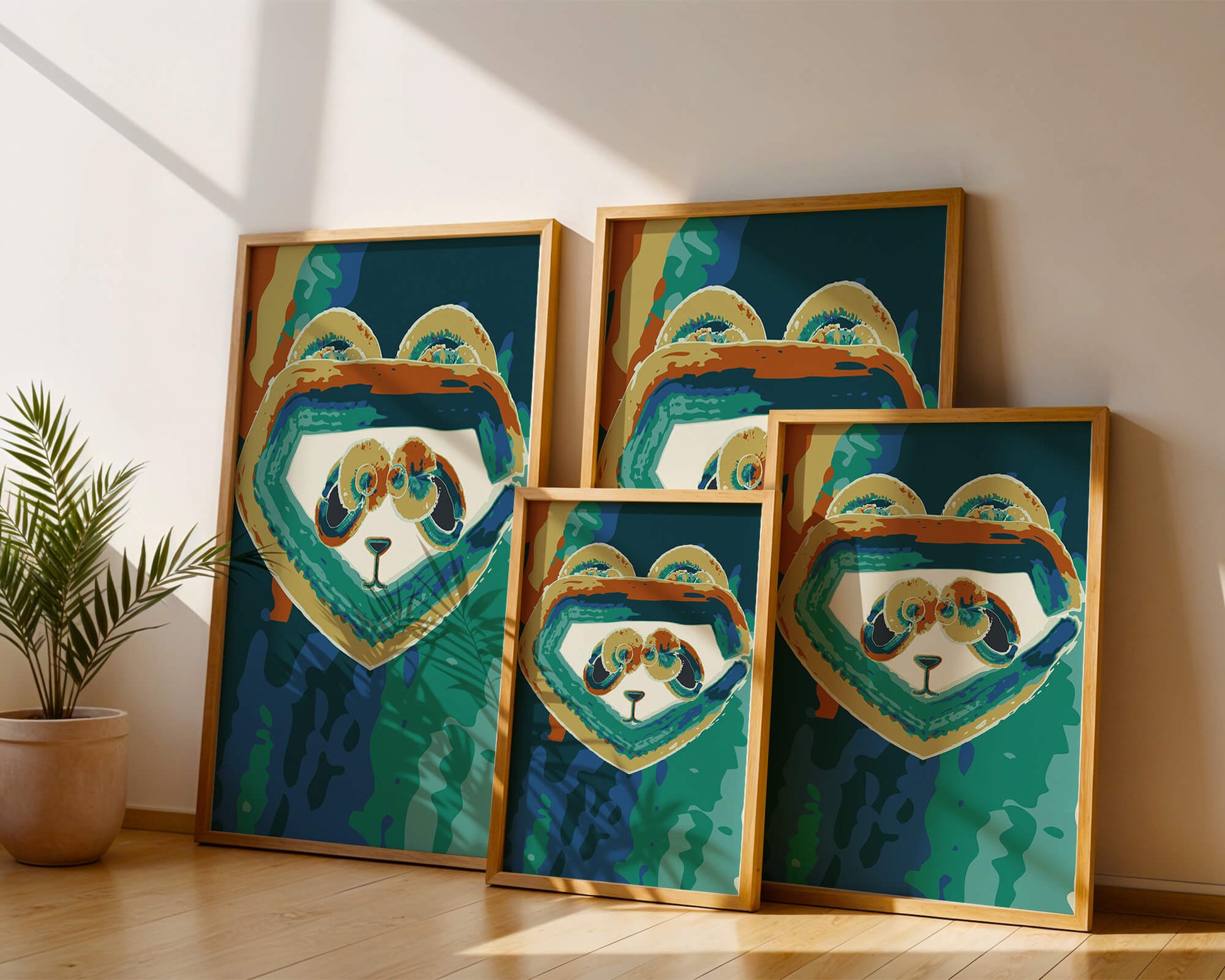 Art abstrait coloré de panda avec des motifs vibrants