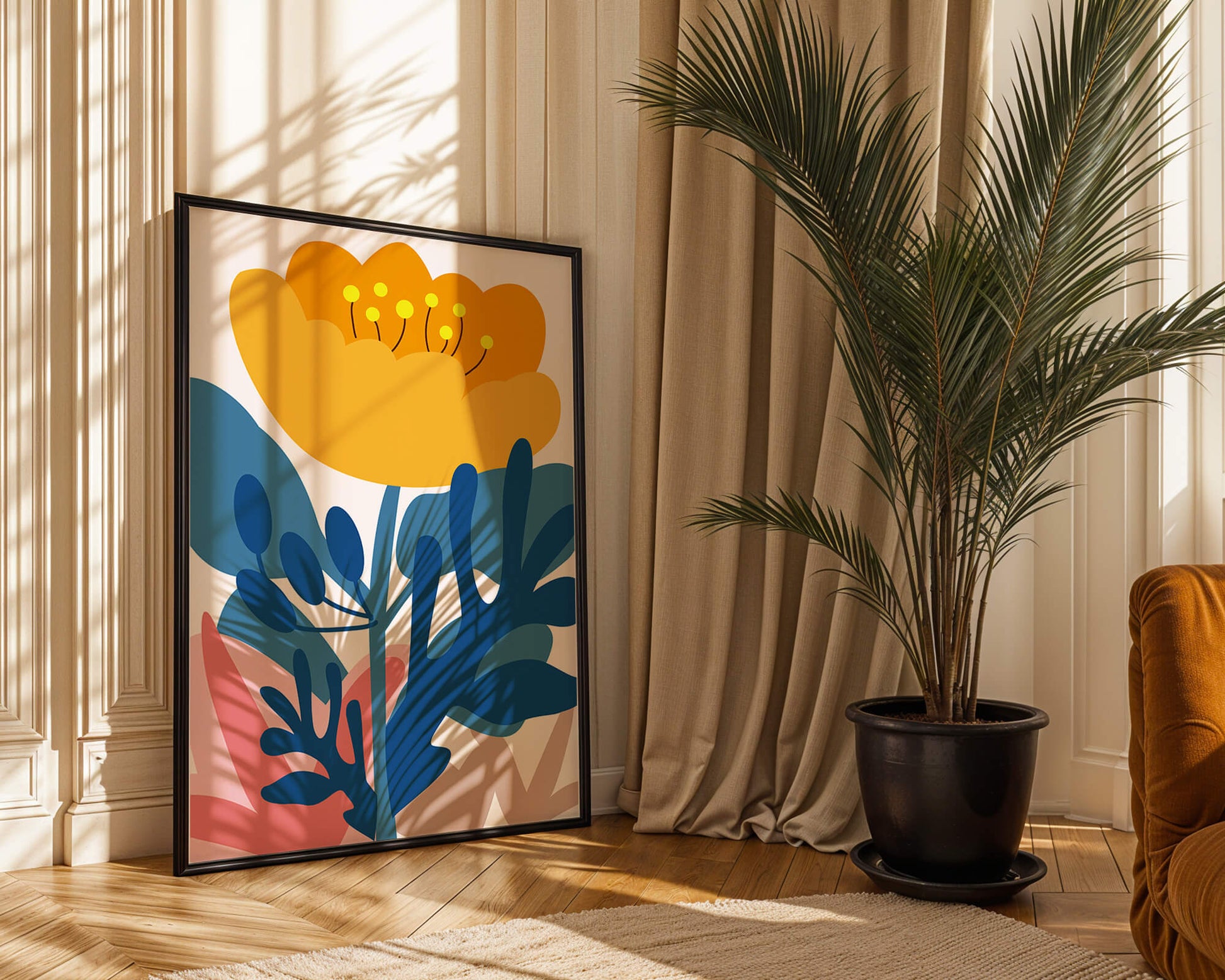 Illustration florale abstraite colorée au design botanique moderne