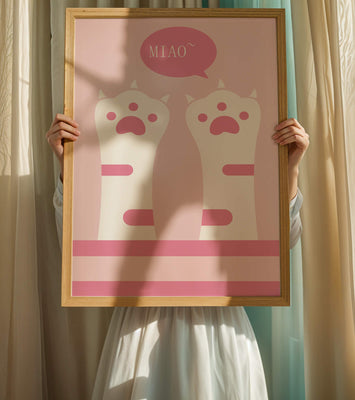 Playful cat paws illustration with speech bubble saying 