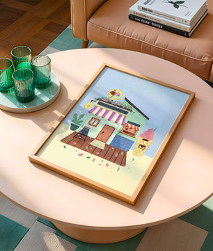 Ilustración encantadora de café con elementos de helado y café