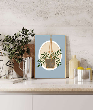Maceta colgante en ilustración de estilo minimalista