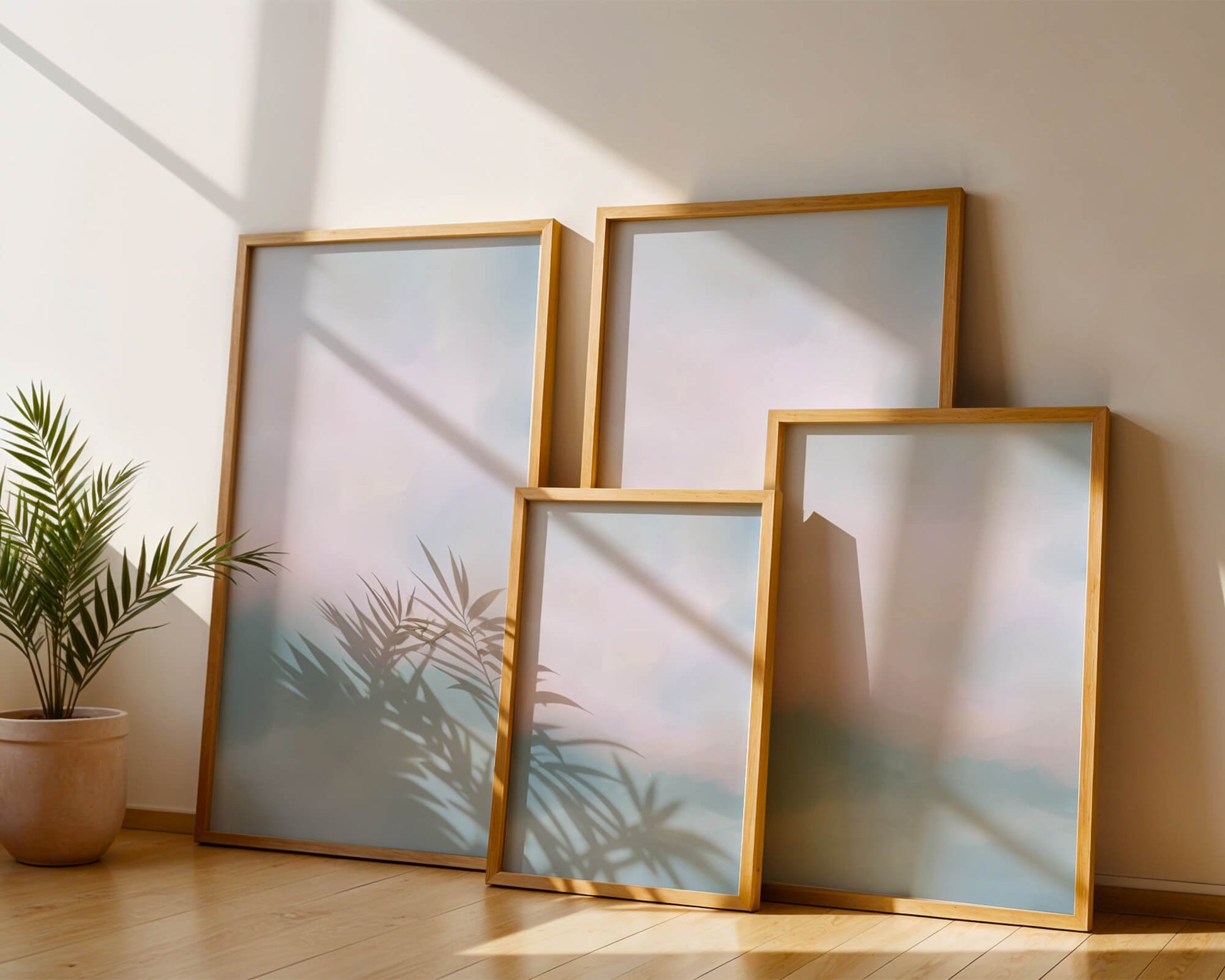 Paisaje de nubes abstracto con tonos suaves de rosa y azul