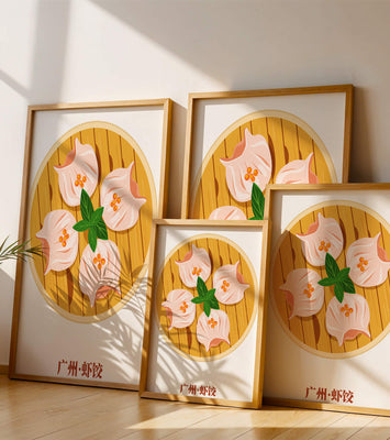 Illustration of traditional dim sum dish with vibrant colors