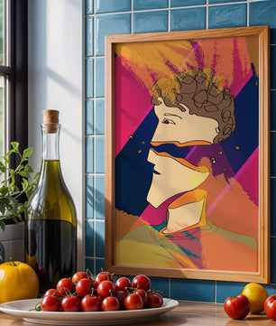 Colorful Abstract Portrait with Geometric and Golden Elements - Mi tienda