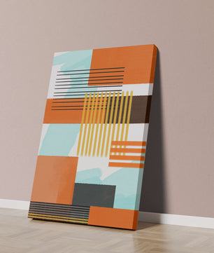 Abstract Geometric Composition with Gold and Orange Elements - Mi tienda
