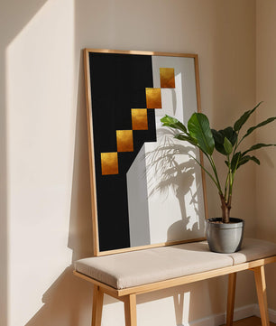 Modern abstract geometric artwork with gold accents - Mi tienda
