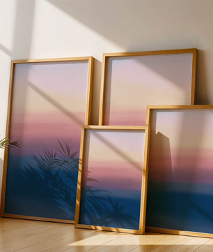 Atardecer abstracto y tranquilo sobre el océano con cielo degradado
